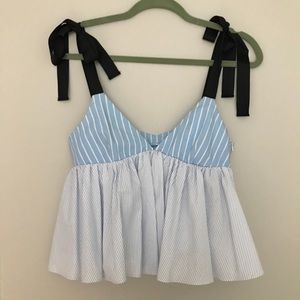 Zara blue and white striped top